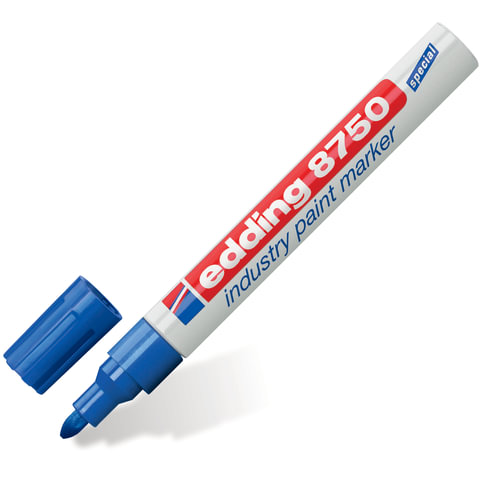 Маркер-краска лаковый (paint marker) EDDING 8750, СИНИЙ, 2-4 мм, круглый наконечник, алюминиевый корпус, E-8750/3