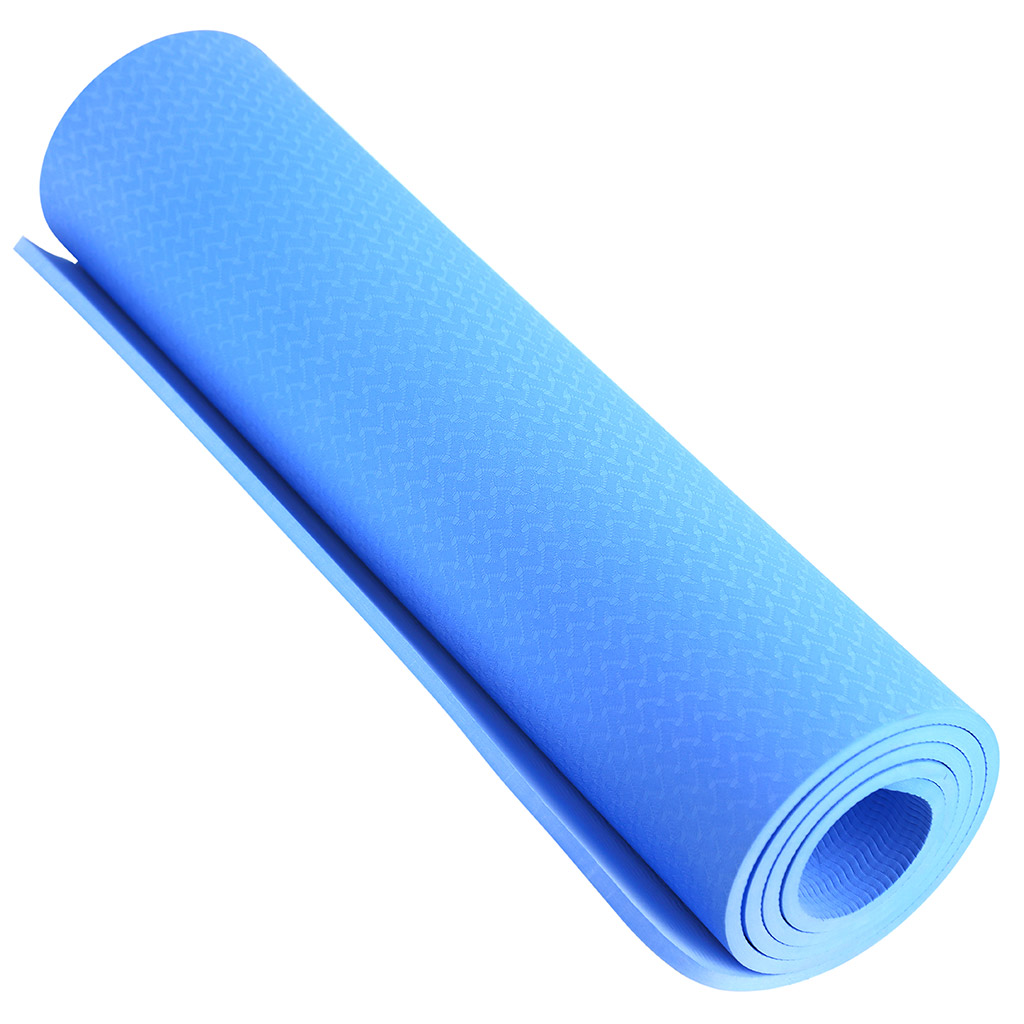 Коврик для йоги 61х183см 8мм ПВХ "Тиснение" голубой (Китай)
