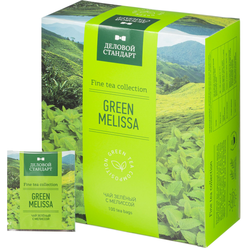 Чай Деловой Стандарт Green melissa зелен.с мелиссой 100 пакx2гр