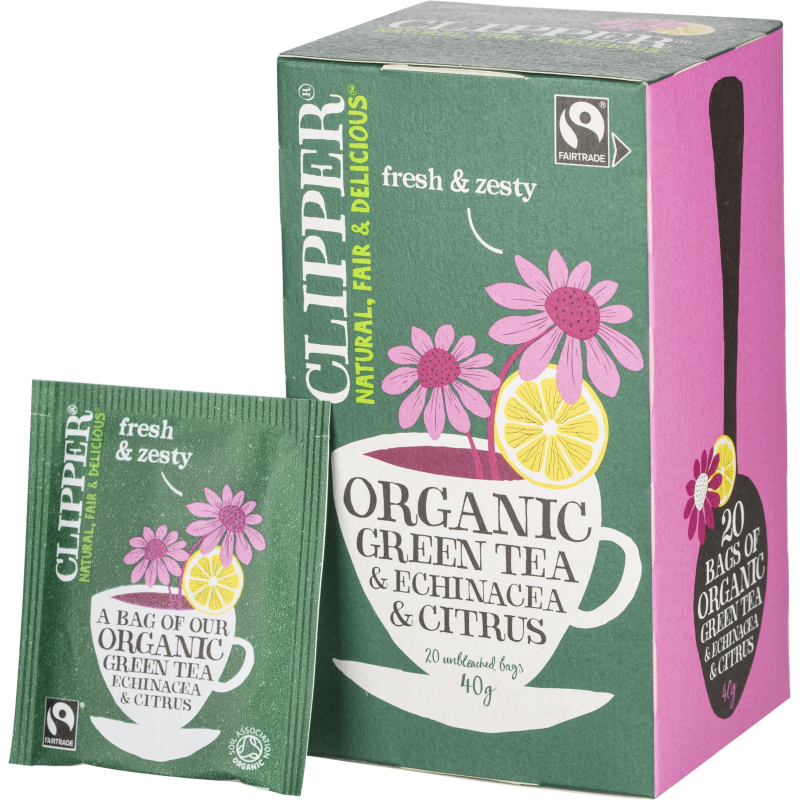 Чай Clipper зеленый органич. с ароматом цитрусовых и эхинацеей, 20пак