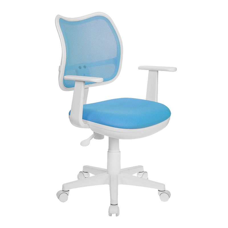 Кресло детское Бюрократ CH-W797, PL, ткань голубая/сетка, механизм качания, пластик белый