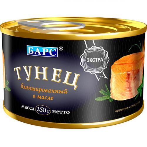 Тунец Барс бланшированный в масле, 250 г