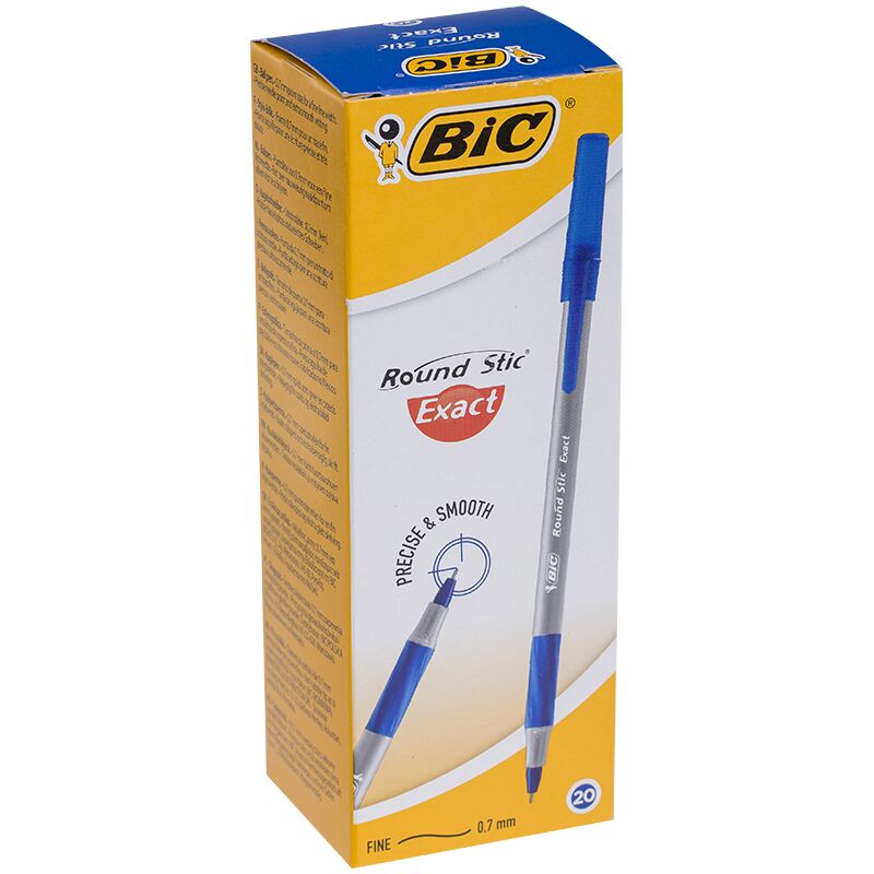 Ручка шариковая Bic Round Stic Exact синяя, 0,7мм, грип, 38262 купить в ...