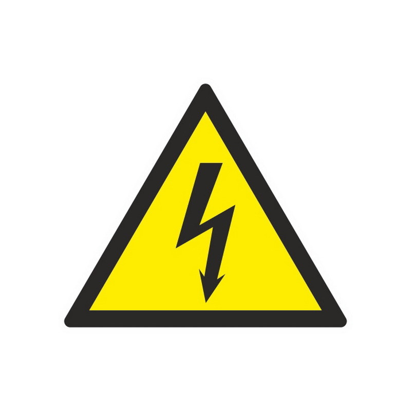 Знак безопасности W08 Опасность поражения эл.током (плёнка,200х200)