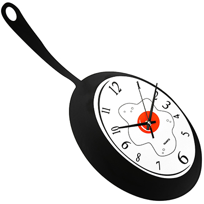Часы настенные "Завтрак" 22х57,5см, мягкий ход, циферблат серый, пластм. черный (Китай)