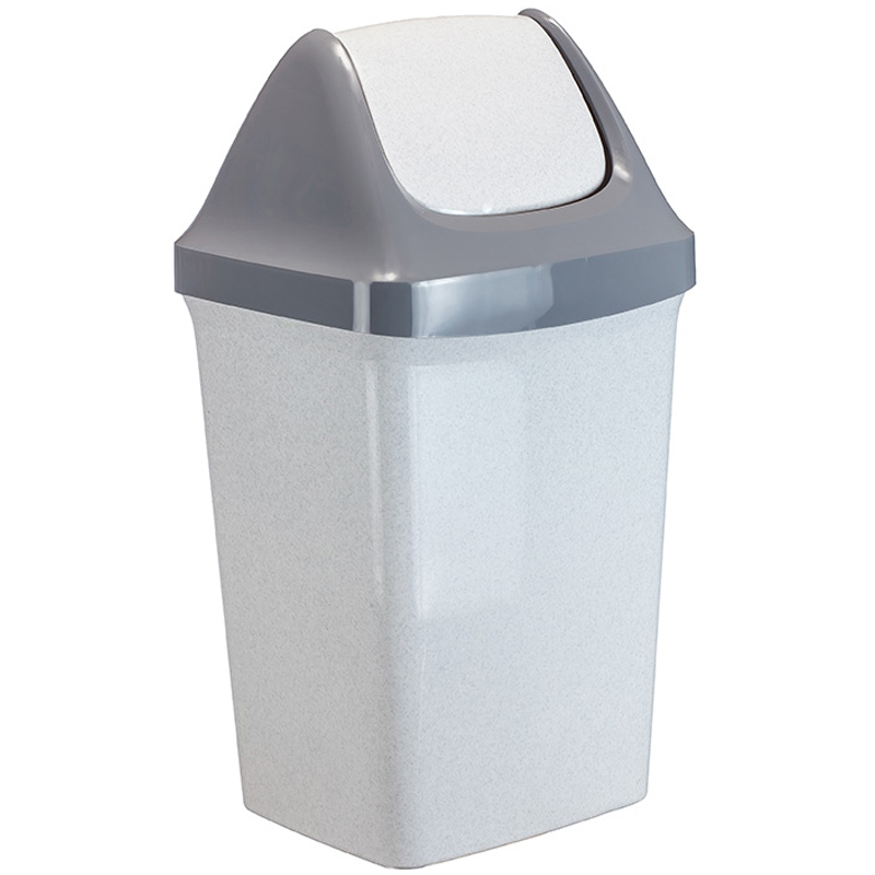 Ведро-контейнер для мусора Idea Свинг 50л, качающаяся крышка, пластик, мраморный