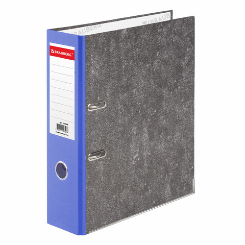 Папка-регистратор BRAUBERG, фактура стандарт, с мраморным покрытием, 75 мм, синий корешок, 220989