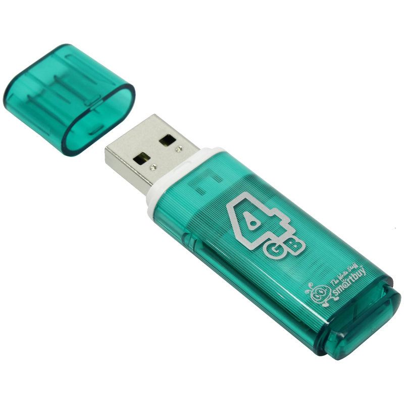 Память Smart Buy Glossy 4GB, USB 2.0 Flash Drive, зеленый