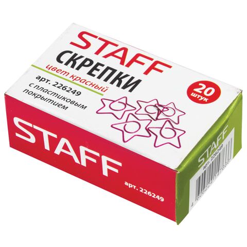 Скрепки STAFF Manager Звезда, 32 мм, 20 шт., в картонной коробке, 226249