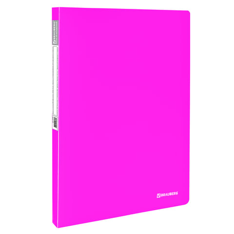 Папка 20 вкладышей BRAUBERG Neon, 16 мм, неоновая розовая, 700 мкм, 227450