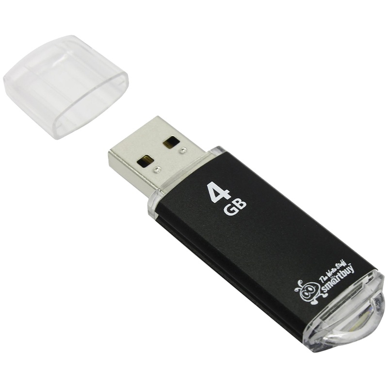 Память Smart Buy V-Cut 4GB, USB 2.0 Flash Drive, черный (металл. корпус )