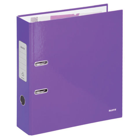 Папка-регистратор LEITZ, механизм 180°, покрытие пластик, 80 мм, фиолетовая, 10101268