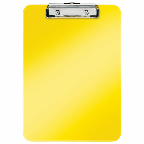 Доска-планшет LEITZ WOW, с верхним прижимом, A4, 320х228 мм, пластик, 1,7 мм, желтая, 39710016