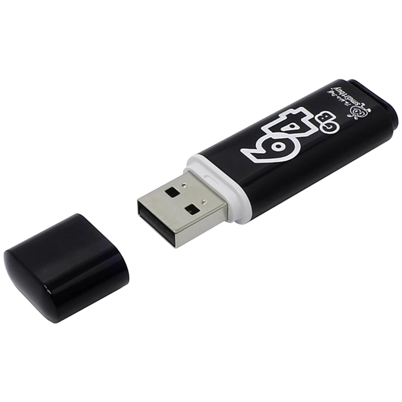 Память Smart Buy Glossy  64GB, USB 2.0 Flash Drive, черный
