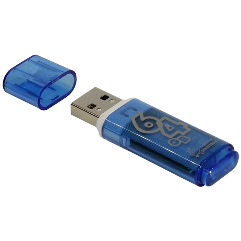 Память Smart Buy Glossy  64GB, USB 2.0 Flash Drive, голубой