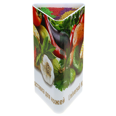 Подставка-точилка для ножей "Фотопечать" "Овощи" 11х11х11см h22,5см, цветной наполнитель, цветная коробка (Китай)