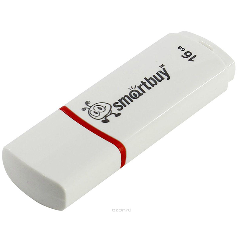 Память Smart Buy Crown  16GB, USB 2.0 Flash Drive, белый