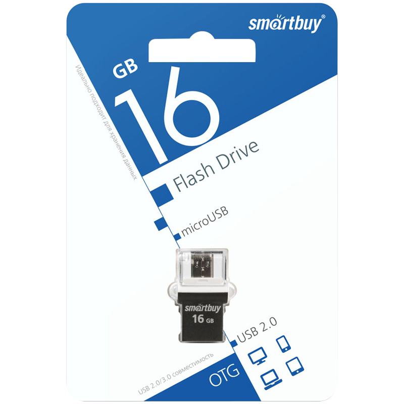 Память Smart Buy OTG POKO  16GB USB2.0/microUSB, Flash Drive черный