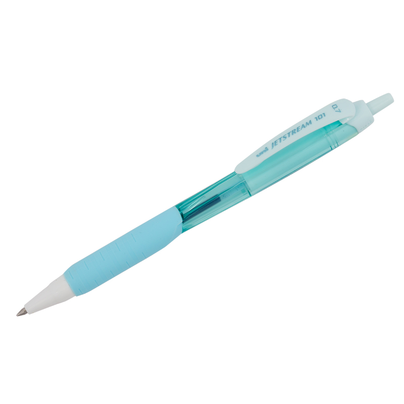Ручка шарик. автомат. Uni "Jetstream SXN-101-07FL" синяя, 0,7мм, грип, бирюзовый корпус