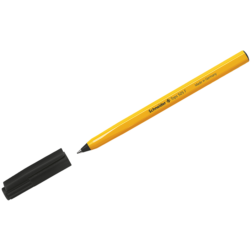 Ручка шарик. Schneider "Tops 505 F" черная, 0,8мм, оранжевый корпус
