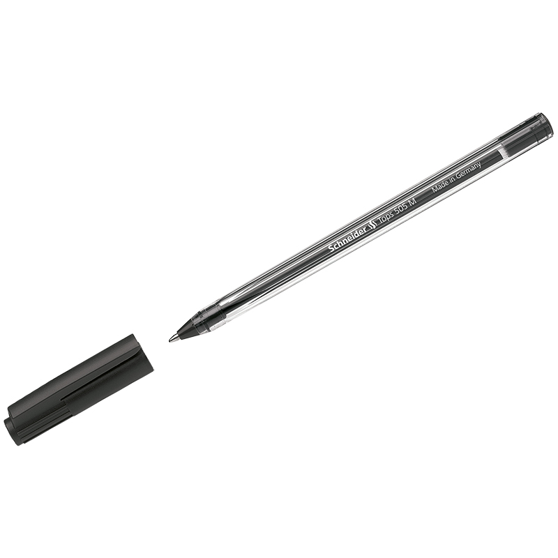 Ручка шарик. Schneider "Tops 505 M" черная, 1,0мм, прозрачный корпус