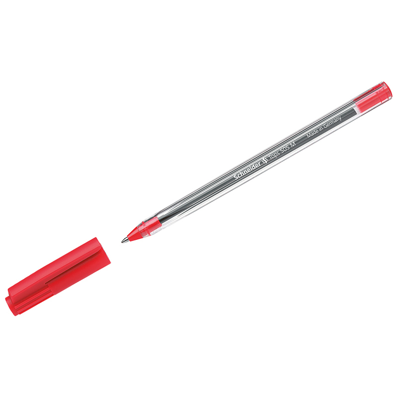 Ручка шарик. Schneider "Tops 505 M" красная, 1,0мм, прозрачный корпус