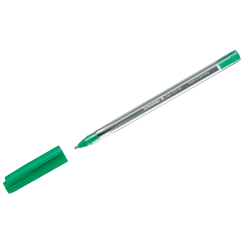 Ручка шарик. Schneider "Tops 505 M" зеленая, 1,0мм, прозрачный корпус