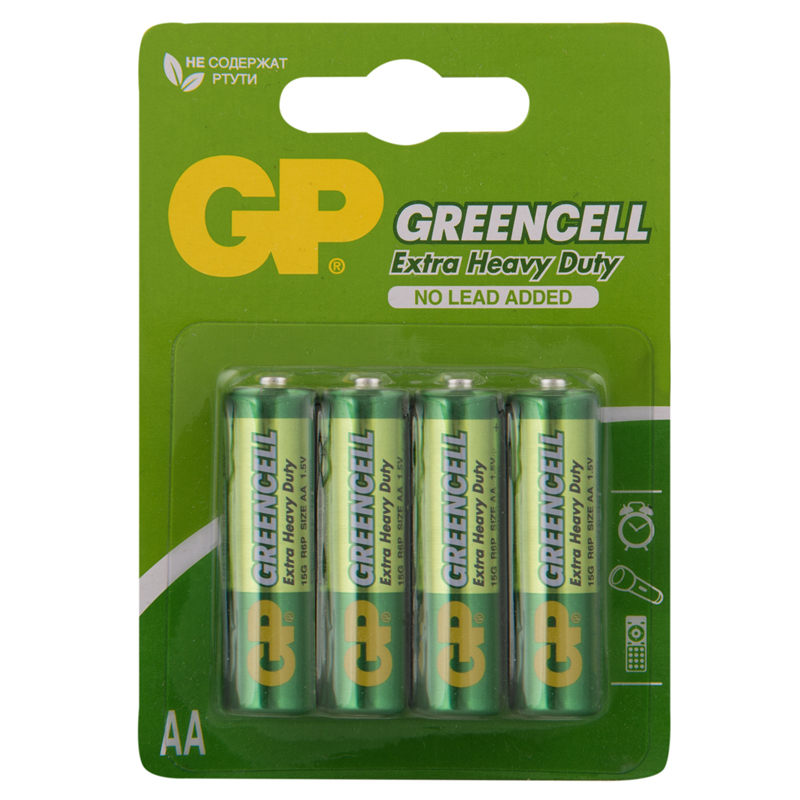 Батарейка GP Greencell AA/LR6 15S солевая, BL4