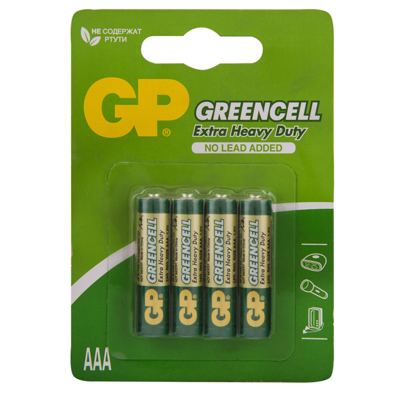 Батарейка GP Greencell AAA/LR3 24S солевая, BL4