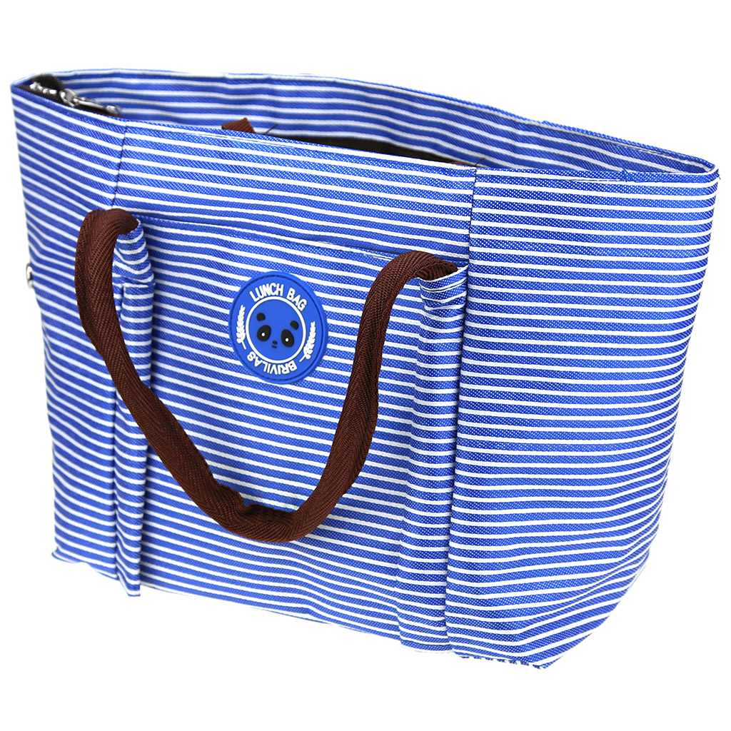 "Lunch bag" Сумка обеденная 26х13,5х22см (34см с ручками), полиэстер, на подкладке, внутренний карман на молнии, наружный карман, сумка-вставка 24х11,5х21см термоизоляция на молнии, синий (Китай)