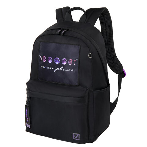 Рюкзак BRAUBERG FASHION CITY универсальный, потайной карман, Moon, черный, 44х31х16 см, 270807