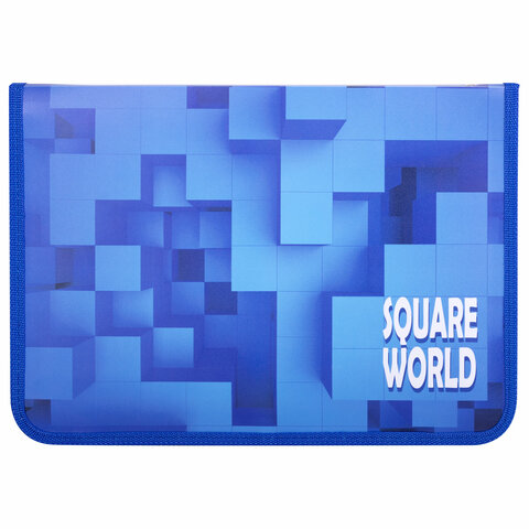 Папка для труда на молнии ЮНЛАНДИЯ А4, 1 отделение, откидная планка, органайзер, "Square world", 270987