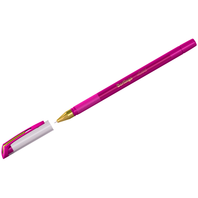 Ручка шариковая Berlingo xGold розовая, 0,7мм, игольчатый стержень, грип