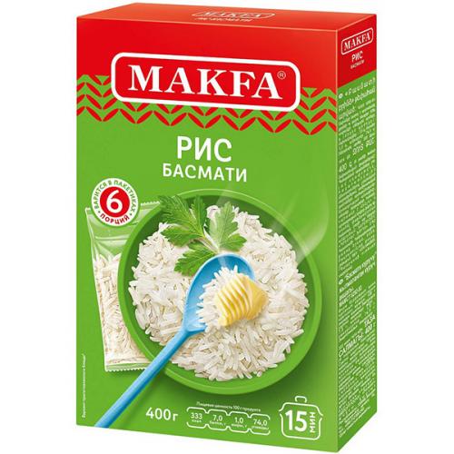 Крупа Makfa рис шлифованный Басмати, 6 пакетов, 400 г
