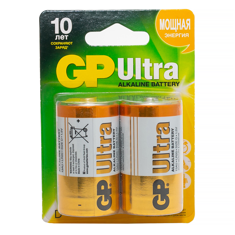 Батарейка GP Ultra D (LR20) 13A алкалиновая, BC2