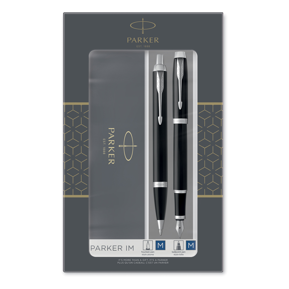 Набор Parker IM Black CT: ручка шариковая, 1,0мм и ручка перьевая, 1,0мм, подарочная упаковка