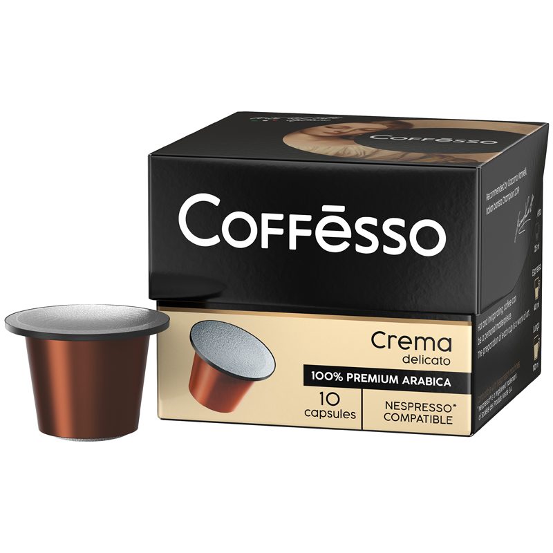 Кофе в капсулах Coffesso "Crema Delicato", капсула 5г, 10 капсул, для машины Nespresso