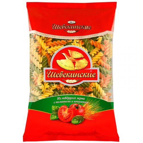 Макаронные изделия Шебекинские 366.5 Спирали Три цвета, 450 г