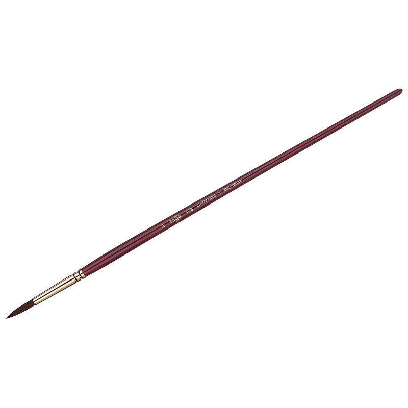 Кисть художественная синтетика бордовая Гамма Вернисаж, круглая №18, длинная ручка