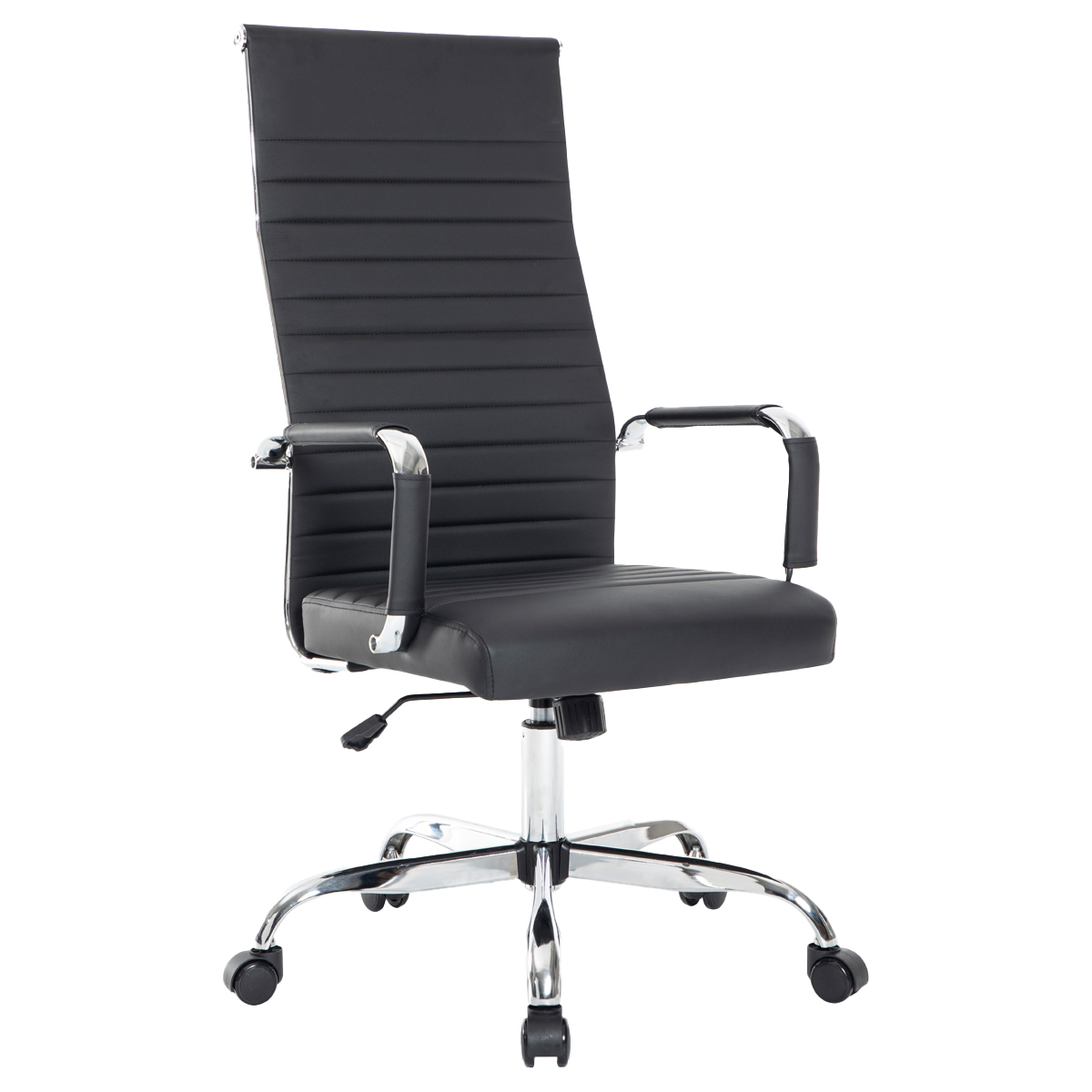 Кресло руководителя Helmi HL-E17 Slim Extra экокожа черная, хром, механизм качания