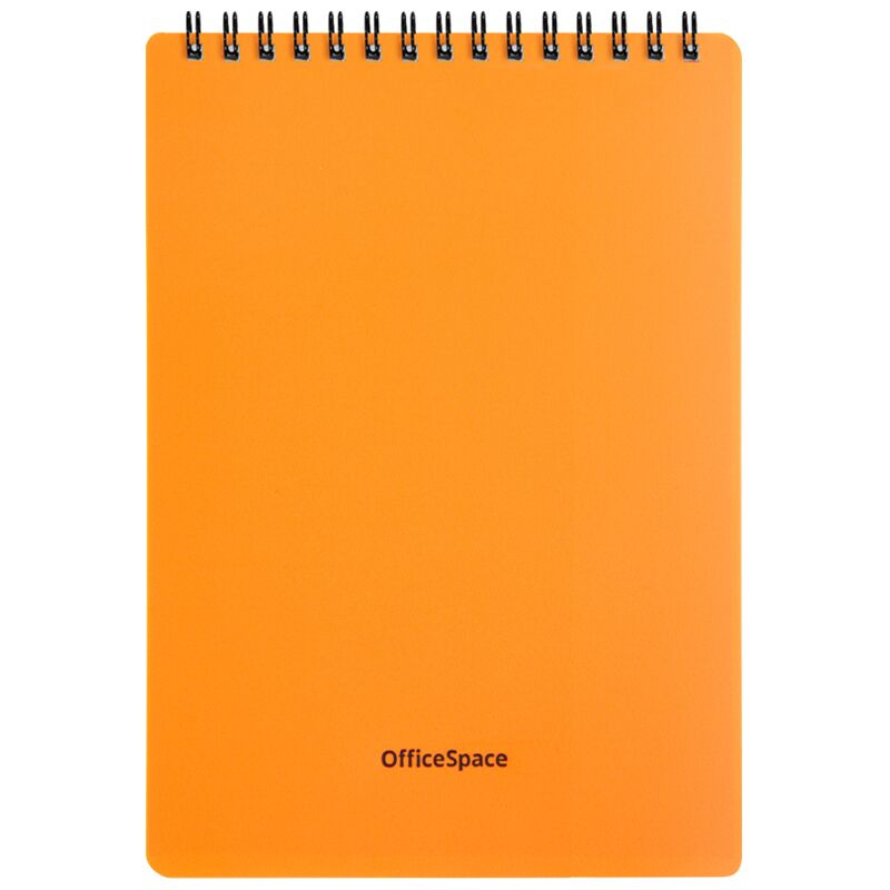 Блокнот А5 60л. на гребне OfficeSpace Neon, оранжевая пластиковая обложка