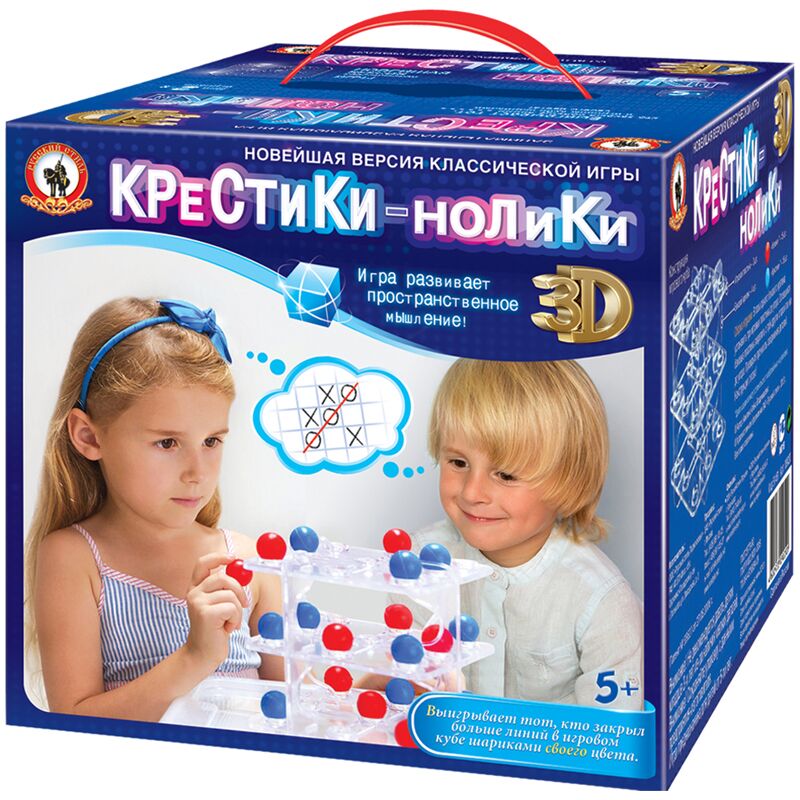 Игра настольная Русский стиль Крестики-нолики 3D, картонная коробка