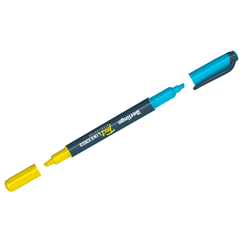 Текстовыделитель двусторонний Berlingo Textline HL220 желтый/голубой, 0,5-4мм