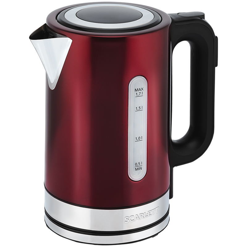 Чайник электрический Scarlett SC-EK21S78, 1,7л, 2200Вт, цифровое управление, нержавеющая сталь, красный