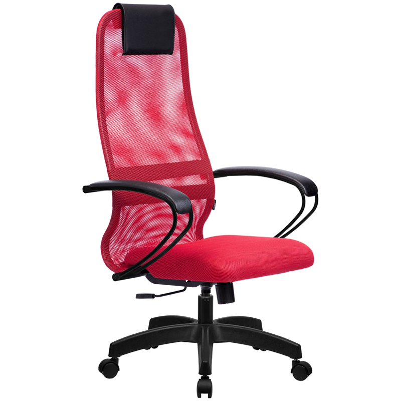 Кресло руководителя Метта SU-BP-8 PL, ткань-сетка красная №22, спинка-сетка, топ-ган (100/001, 130/001)