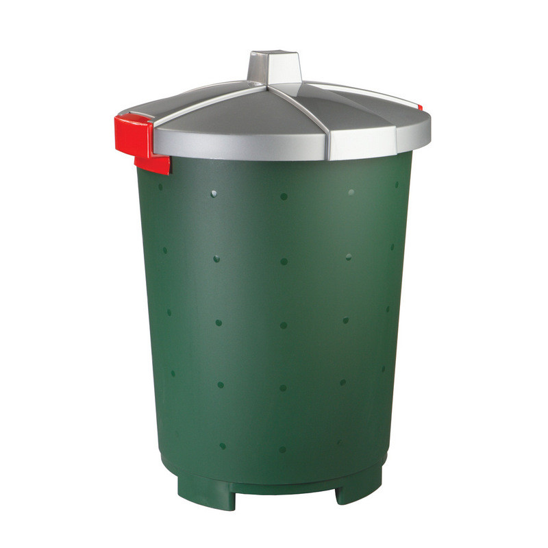 Бак для отходов 45л пластик, зеленый для пищ./непищ. прод.крышка-защелки