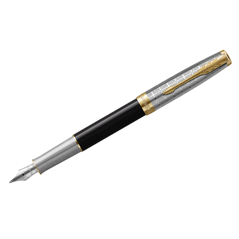Ручка перьевая Parker Sonnet Premium Metal&Black GT черная, 0,8мм, подарочная упаковка