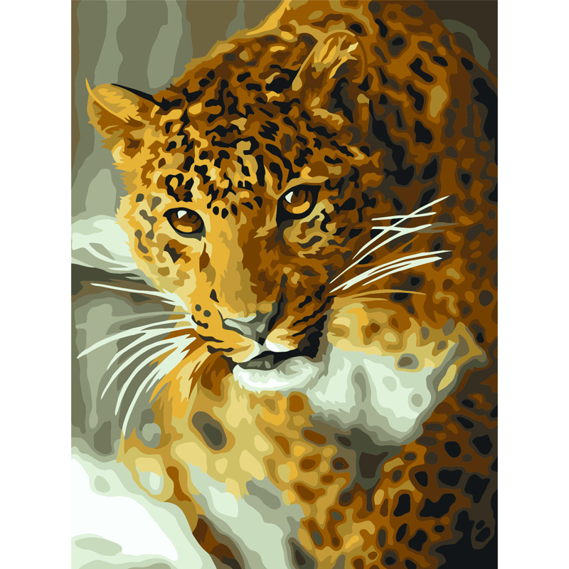 Картина по номерам на картоне ТРИ СОВЫ Леопард, 30*40, с акриловыми красками и кистями