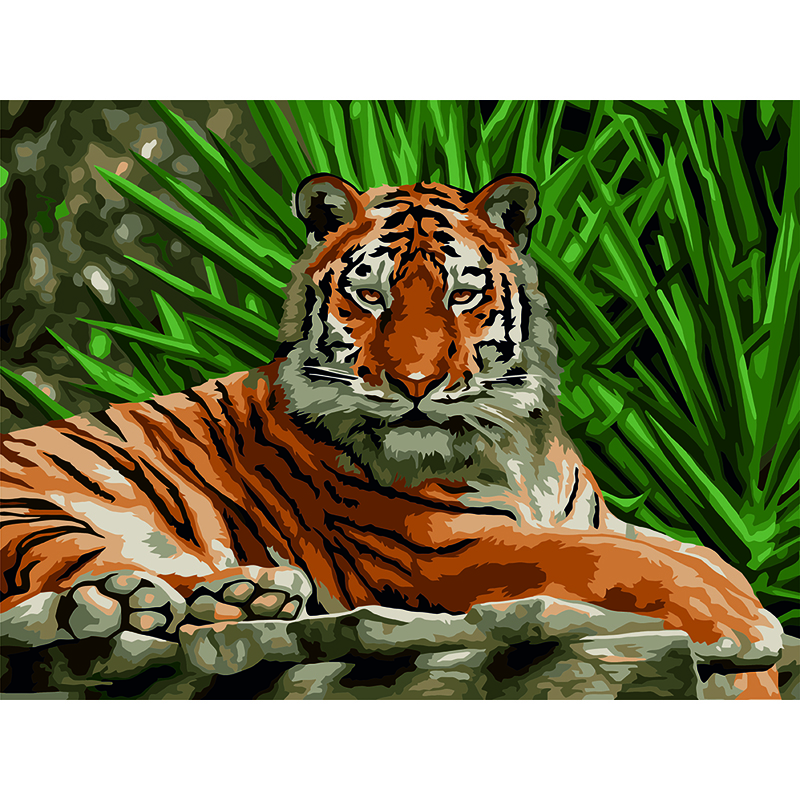 Картина по номерам на картоне ТРИ СОВЫ Тигр, 30*40, с акриловыми красками и кистями