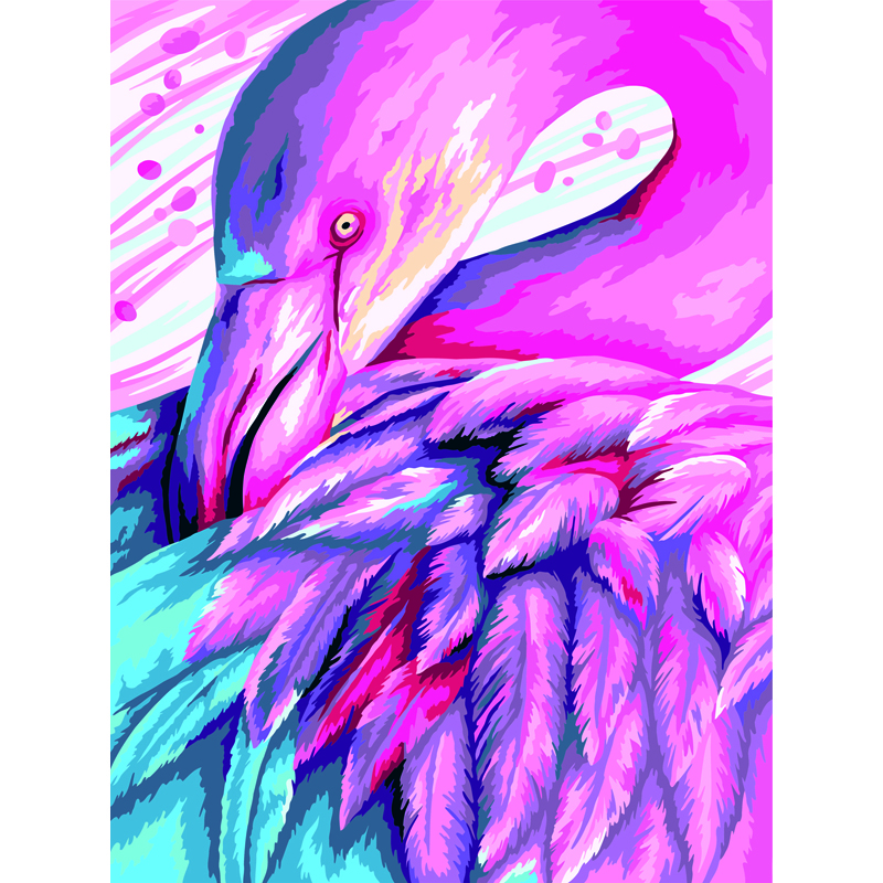 Картина по номерам на картоне ТРИ СОВЫ Сказочный фламинго, 30*40, с акриловыми красками и кистями